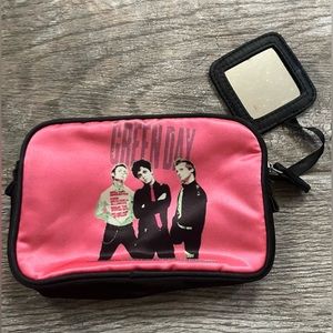 Green Day Rare Vintage punk rock Makeup Bag Pink Satin